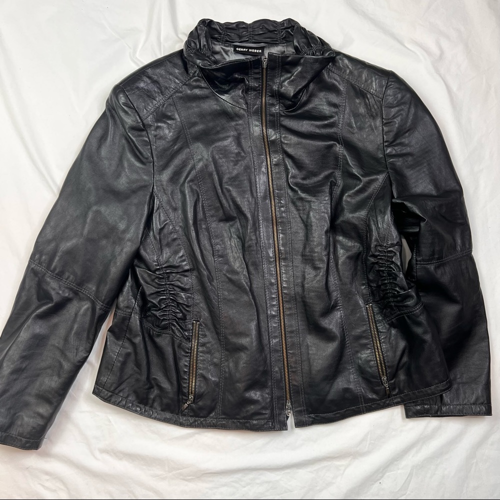 Genuine Gerry Weber Black Soft Leather Jacket Missing Size tag L050722